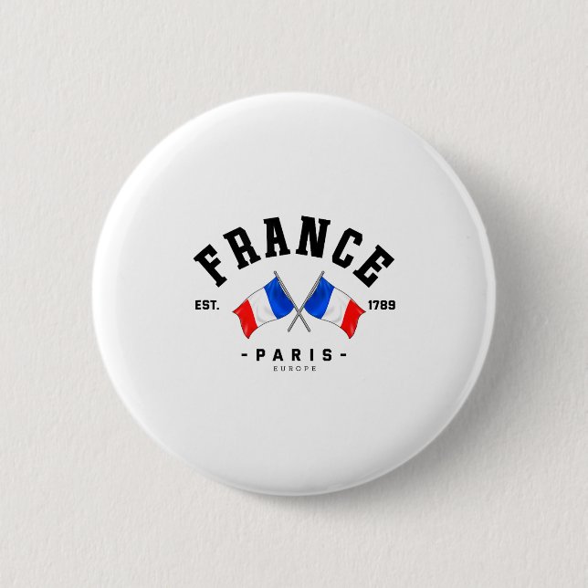 France Flag French Gift France Friend France Paris Button (Front)