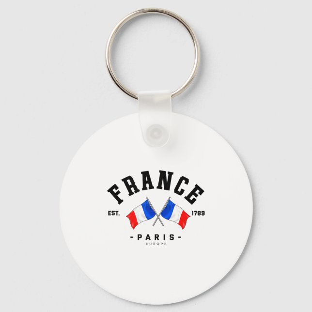 France Flag French Gift France Friend France Paris Keychain (Front)