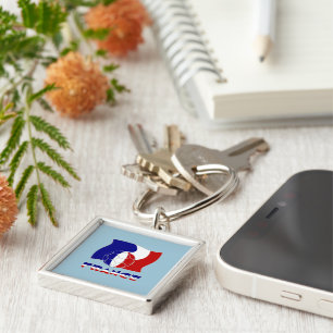 France Flag French Soccer Ball Keychain