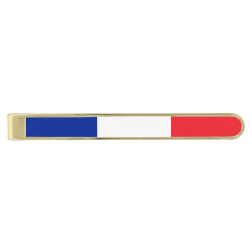 France Flag Gold Finish Tie Bar
