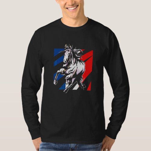 France Flag Horse Riding Equestrian Sport Horsesho T_Shirt