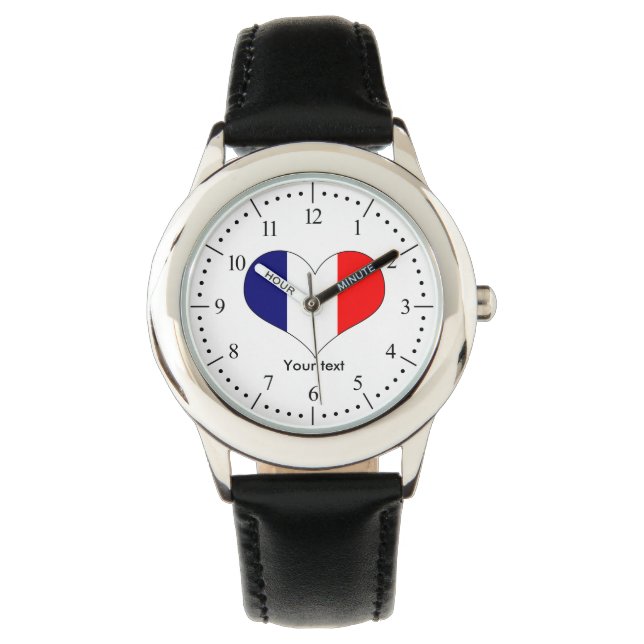 France flag in heart shape with France text Watch (Front)