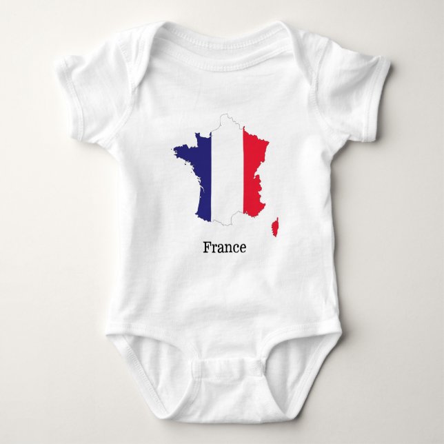 France Flag in Map Souvenir Design Baby Bodysuit (Front)