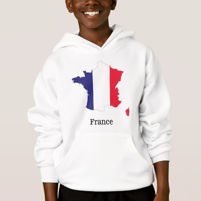 France Flag in Map Souvenir Design Hoodie (Front)
