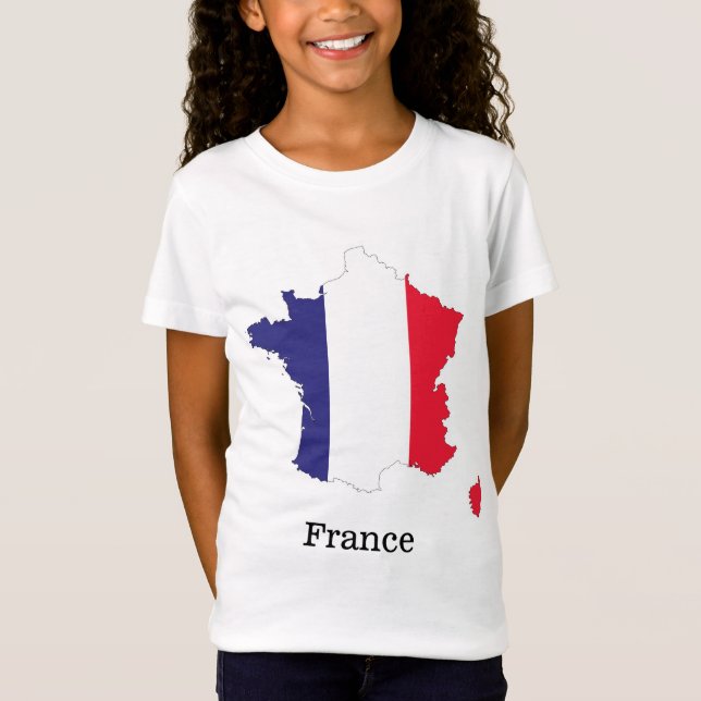 France Flag in Map Souvenir Design T-Shirt (Front)