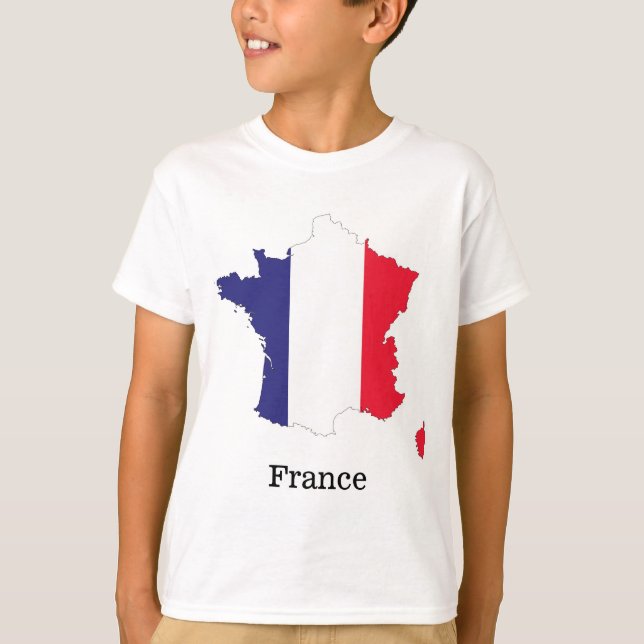 France Flag in Map Souvenir Design T-Shirt (Front)