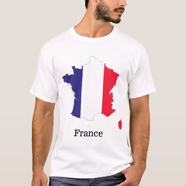 France Flag in Map Souvenir Design T-Shirt (Front)