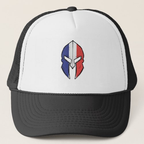 france flag in Spartan warrior Helmet Trucker Hat