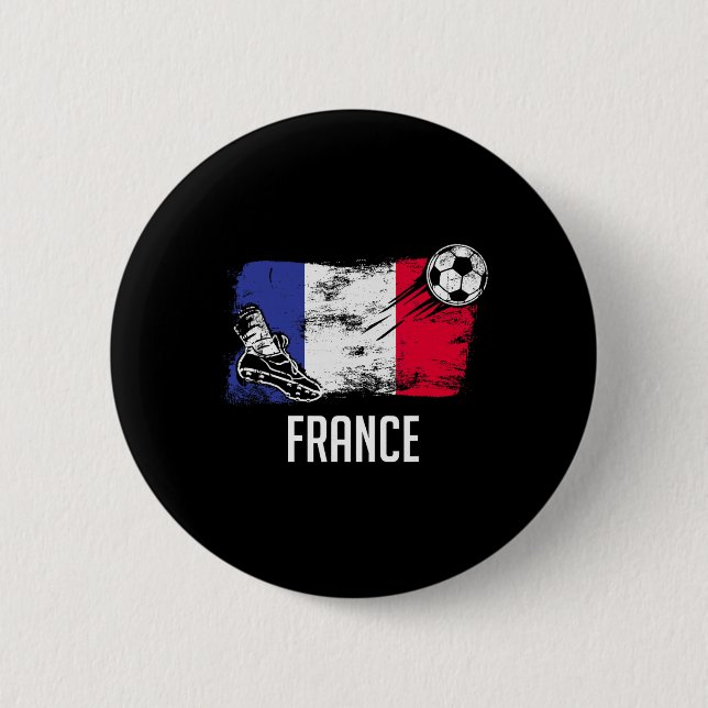France Flag Jersey French Soccer Team French  Button (Front)