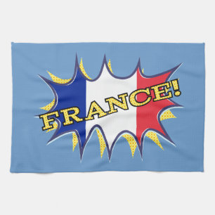 France Flag Kapow Comic Style Star Kitchen Towel
