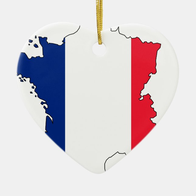 France Flag Map #2 Ceramic Ornament (Front)