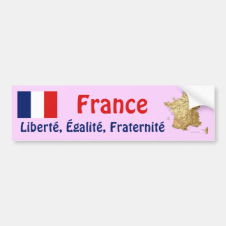 France Flag + Map Bumper Sticker