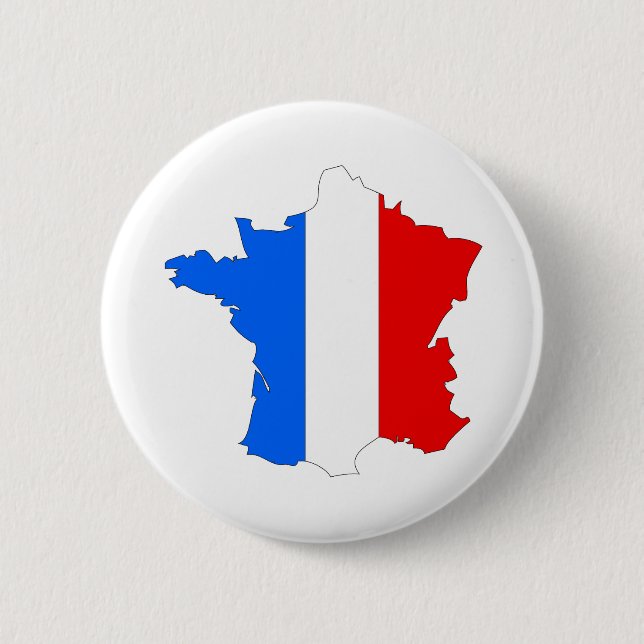 France Flag Map full size Pinback Button (Front)