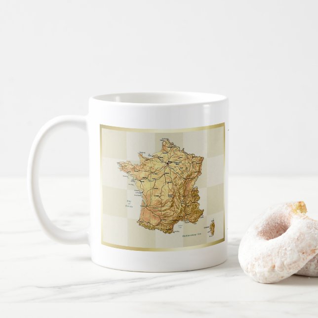 France Flag + Map Mug (With Donut)