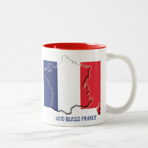 FRANCE FLAG MAP Scripture Customized White Two-Tone Coffee Mug