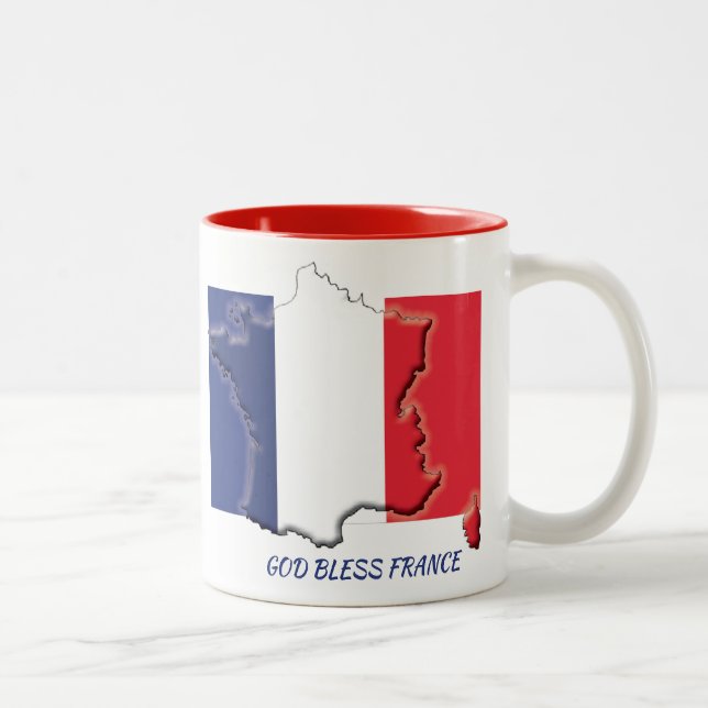 FRANCE FLAG MAP Scripture Customized White Two-Tone Coffee Mug (Right)