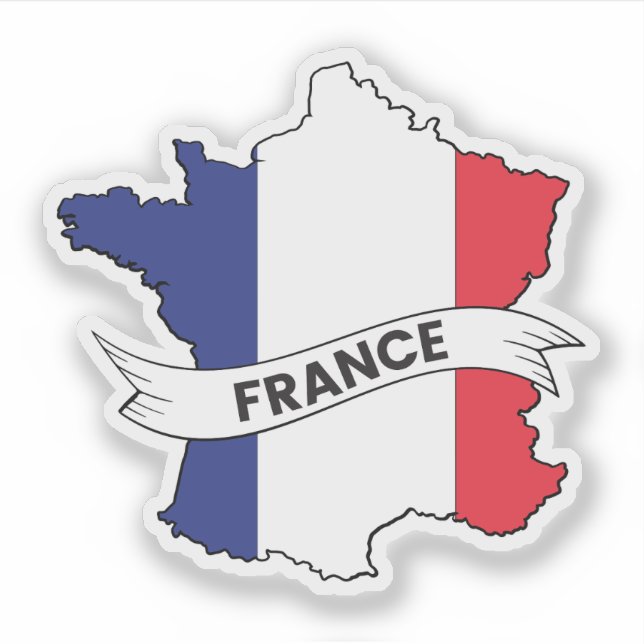 France Flag Map Sticker (Front)