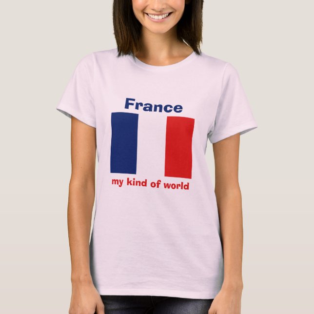 France Flag + Map + Text T-Shirt (Front)
