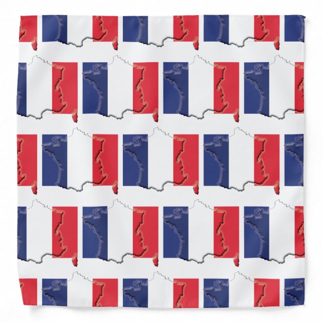FRANCE Flag Map Tricolore Bandana (Front)