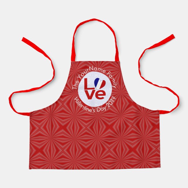 France Flag Red LOVE Personalized Kid's  Apron (Front)