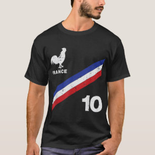 France Flag Rooster Number 10 Soccer Fan Men Women T-Shirt