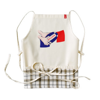 France Flag Rugby Ball Cartoon Hands Zazzle HEART Apron