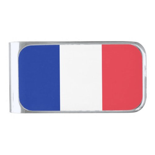 France Flag Silver Finish Money Clip