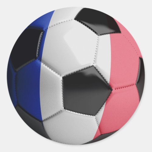 France Flag Soccer Ball Classic Round Sticker