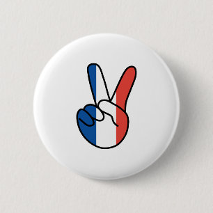France Flag V Sign Button