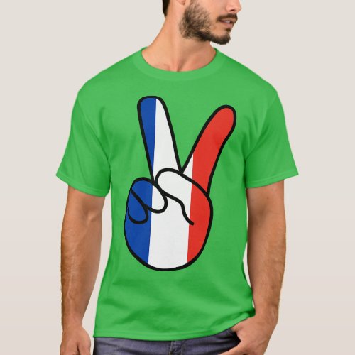 France Flag V Sign T_Shirt