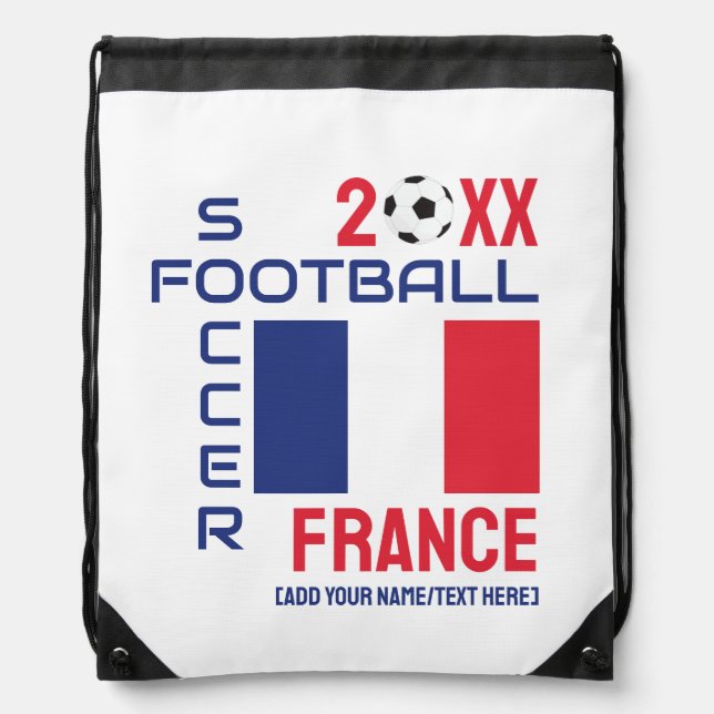 FRANCE Football Custom Name 2024 Any Year  Drawstring Bag (Front)