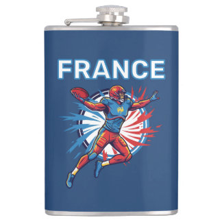 France Football Dynamic Quarterback Patriotic Art Flask