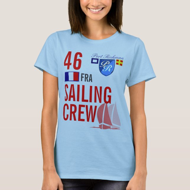 France FRA Sailing Crew Girly Nautical T-Shirt (Front)