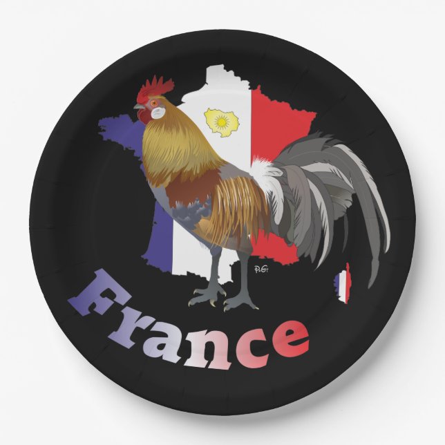 France Francia Teller Paper Plates (Front)