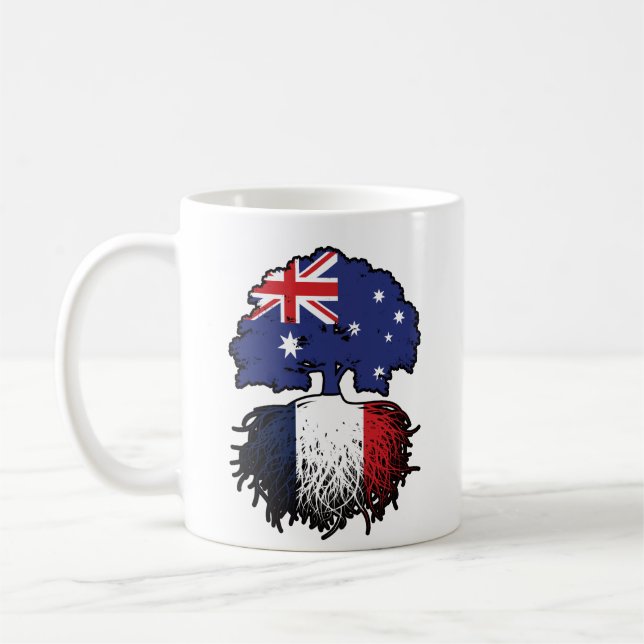 France French Australian Australia Tree Roots Flag Coffee Mug (Left)