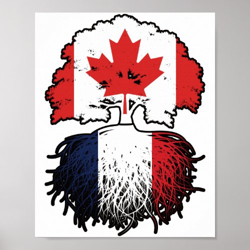 France French Canadian Canada Tree Roots Flag Poster