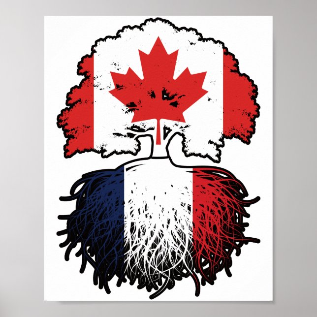 France French Canadian Canada Tree Roots Flag Poster (Front)