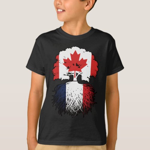 France French Canadian Canada Tree Roots Flag T_Shirt