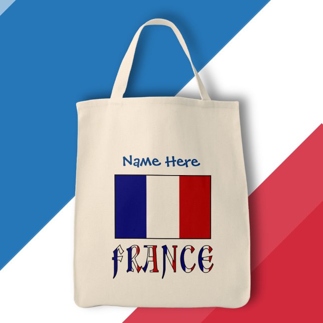 France French Flag Blue Personalization  Tote Bag (Creator Uploaded)