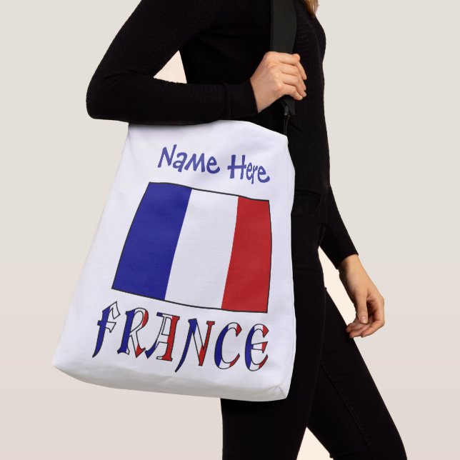 France French Flag Blue Personalized  Crossbody Bag (Close Up)