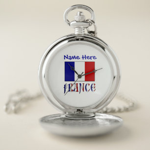 France French Flag Blue Personalized Faceless Pocket Watch