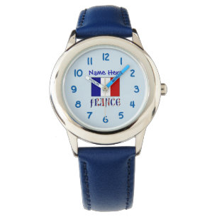 France French Flag Blue Personalized Kid's Watch