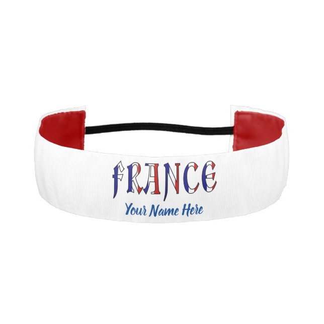 France French Flag Colors Personalized Athletic Headband (Front)