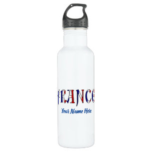 France French Flag Colors Personalized Stainless Steel Water Bottle