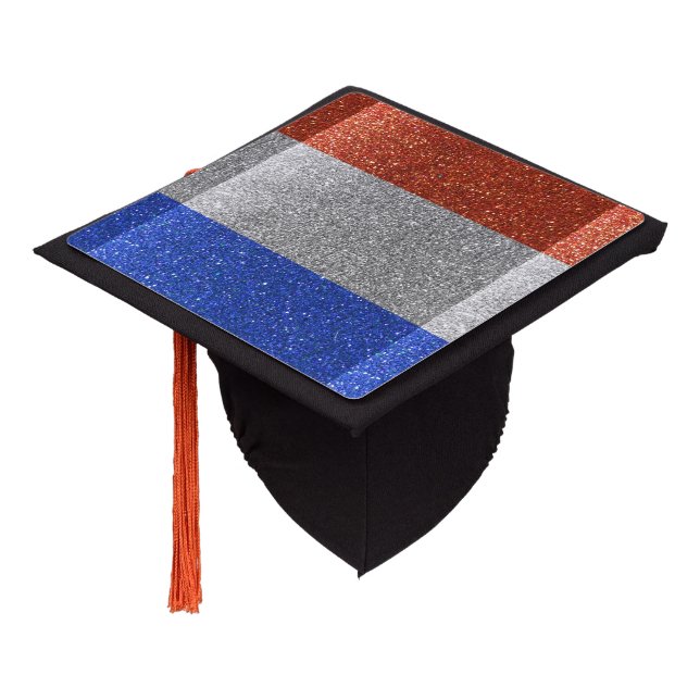 France French Flag Graduate Graduation Glitter Graduation Cap Topper (Angled)