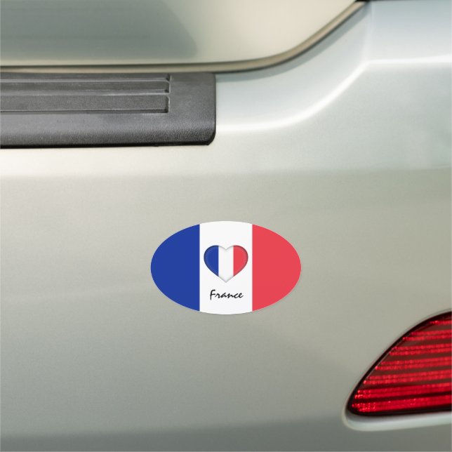France & French Flag, Heart /car travel sticker Car Magnet (In Situ)
