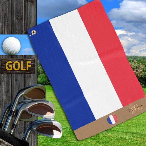 France  French flag monogrammed Golf Towel