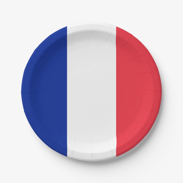 France (French) Flag Paper Plates (Front)