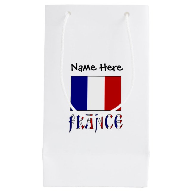 France French Flag Personalized Name  Small Gift Bag (Front)