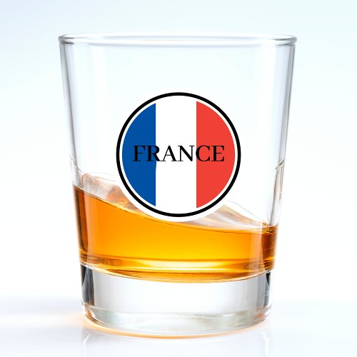 France French Flag Red White  Blue Patriotic Shot Glass